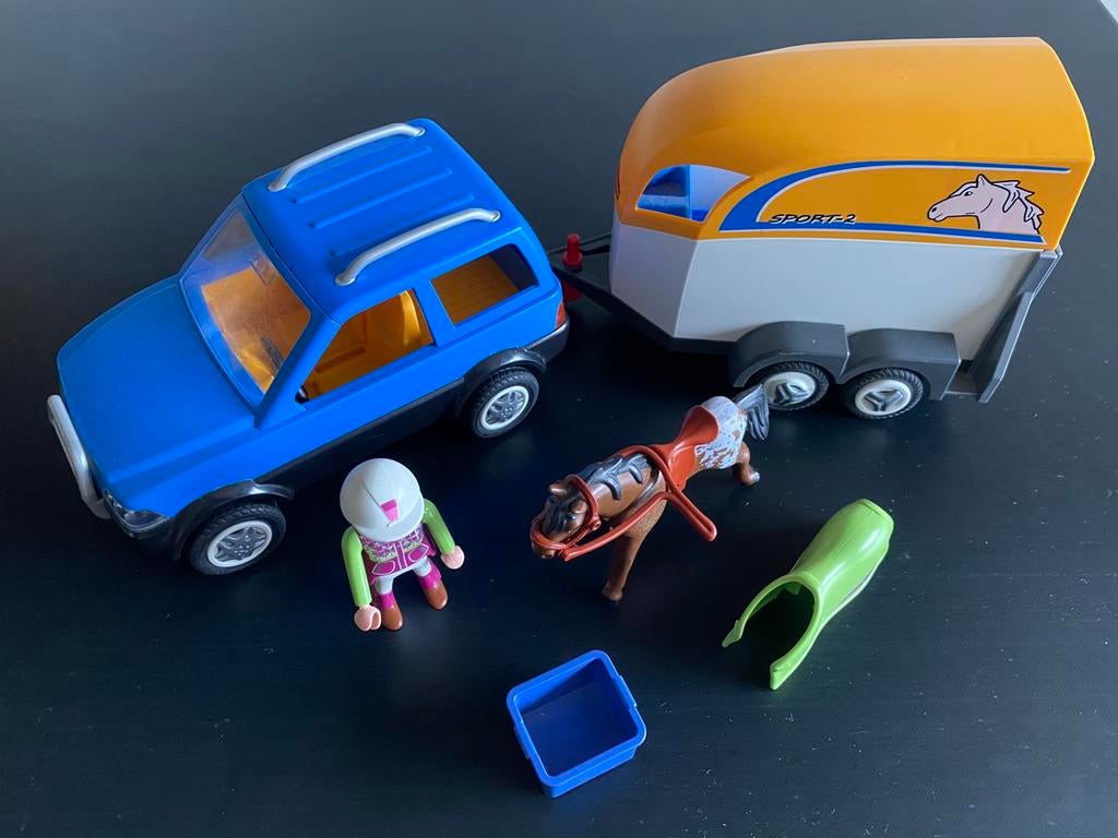 Playmbil 5223 auto met paardentrailer, Ophalen of Verzenden, Gebruikt