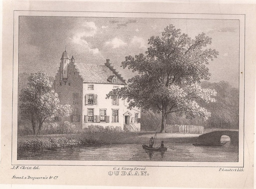 Het Huis Oudaan in Breukelen Utrecht 1846 litho, Origineel, 1800 - 1899, 12 cm, Lithografie