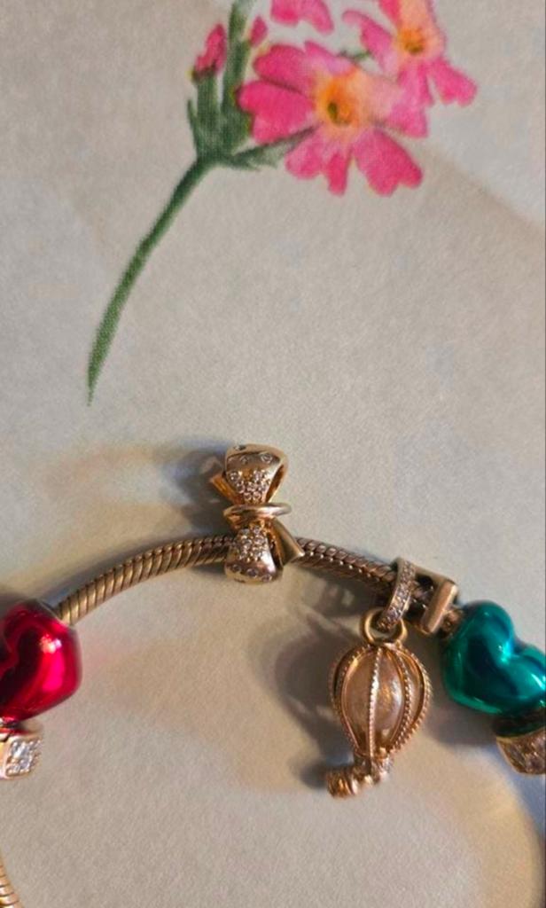 Pandora armband met leuke bedels!, Sieraden, Tassen en Uiterlijk, Armbanden, Overige materialen, Gebruikt, Met bedels of kralen