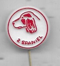 SPANIEL HONDEN DIEREN SPELD ROOD OP WIT, Ophalen of Verzenden, Gebruikt, Dier of Natuur, Speldje of Pin