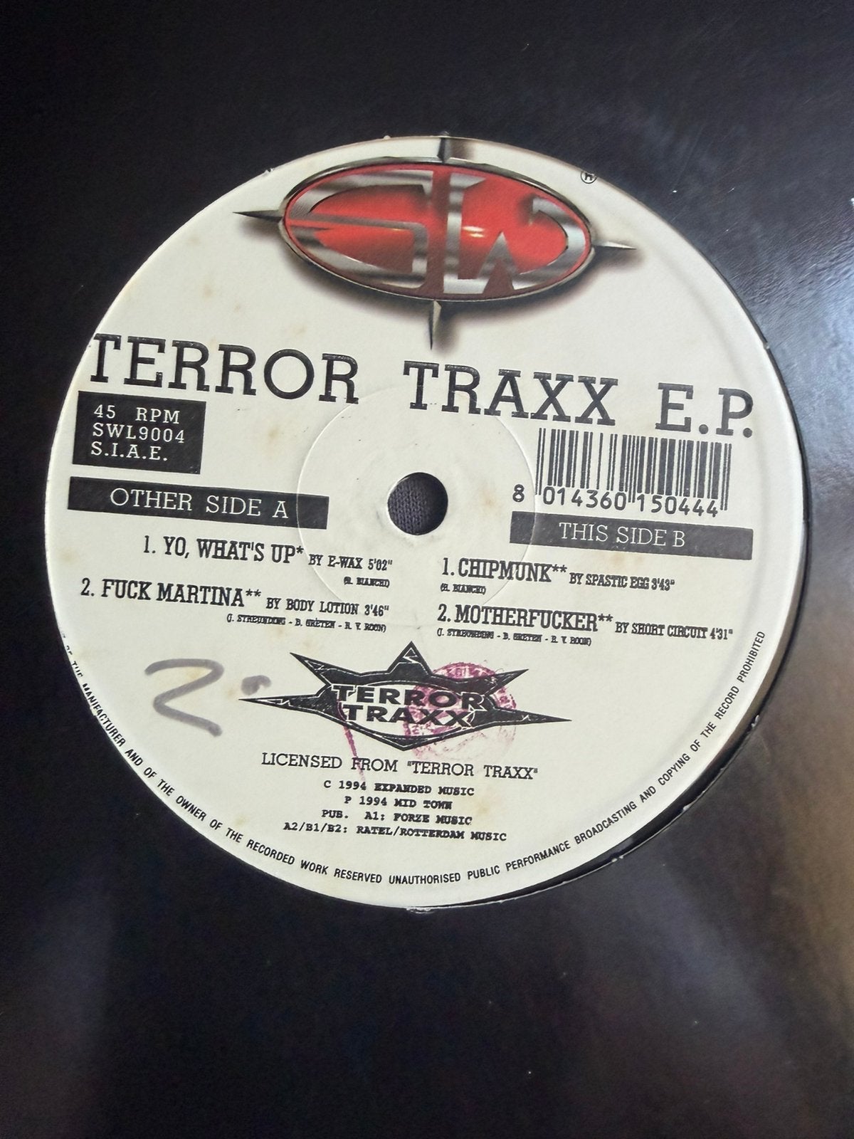 Gabber vinyl Terror Traxx Sampler 1994, Cd's en Dvd's, Ophalen of Verzenden, Zo goed als nieuw, 12 inch