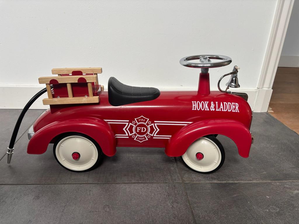Retro Loopauto Brandweerwagen 'Hook & Ladder', Kinderen en Baby's, Speelgoed | Buiten | Voertuigen en Loopfietsen, Ophalen of Verzenden