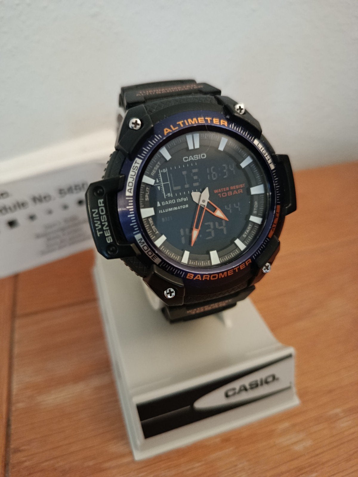 CASIO Twin Sensor Altimeter/Barometer SGW-450H, Ophalen, Zwart, Android
