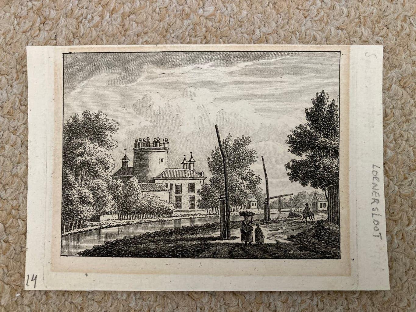 Loenersloot, 1790, or. gravure, beeld 11 bij 8 cm., perfect!, Stadsgezicht, Ophalen of Verzenden, 11 cm, 1700 - 1799