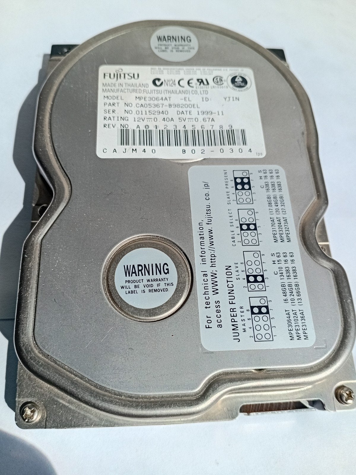 Fujitsu MPE3064AT HDD - 6.4GB IDE Harde Schijf, Computers en Software, Harde schijven, Intern, Gebruikt, HDD, Ophalen of Verzenden