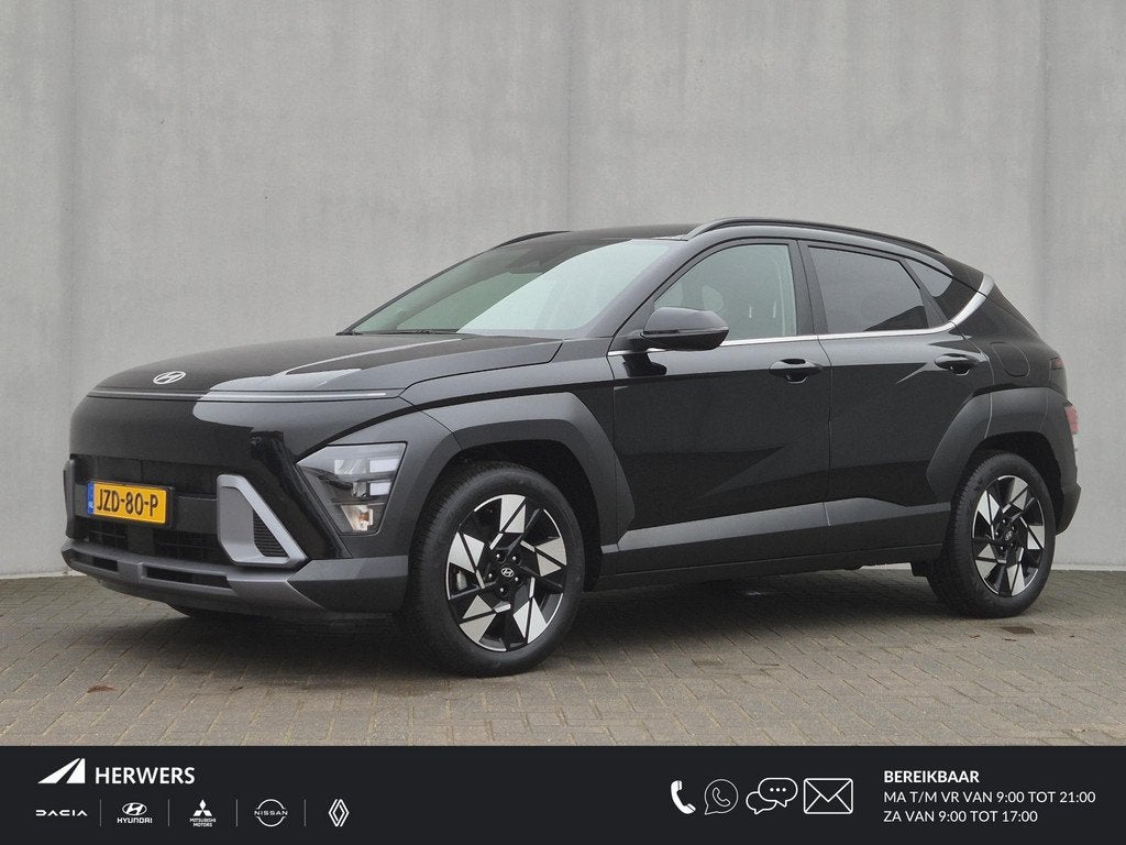 Hyundai Kona 1.6 GDI HEV Comfort Smart Automaat / Fabrieksga, Auto's, Hyundai, Stof, Gebruikt, Euro 6, Zwart