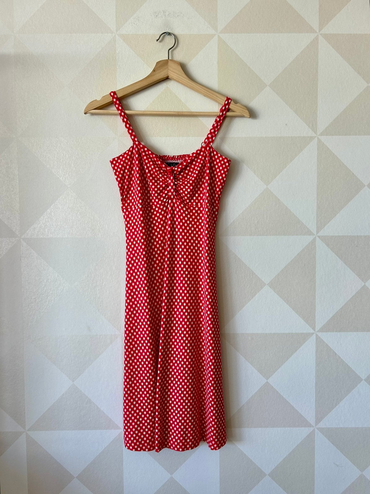 King Louie Carine Dress jurk rood wit XS/34 zgan, Kleding | Dames, Ophalen of Verzenden, Zo goed als nieuw, Maat 34 (XS) of kleiner