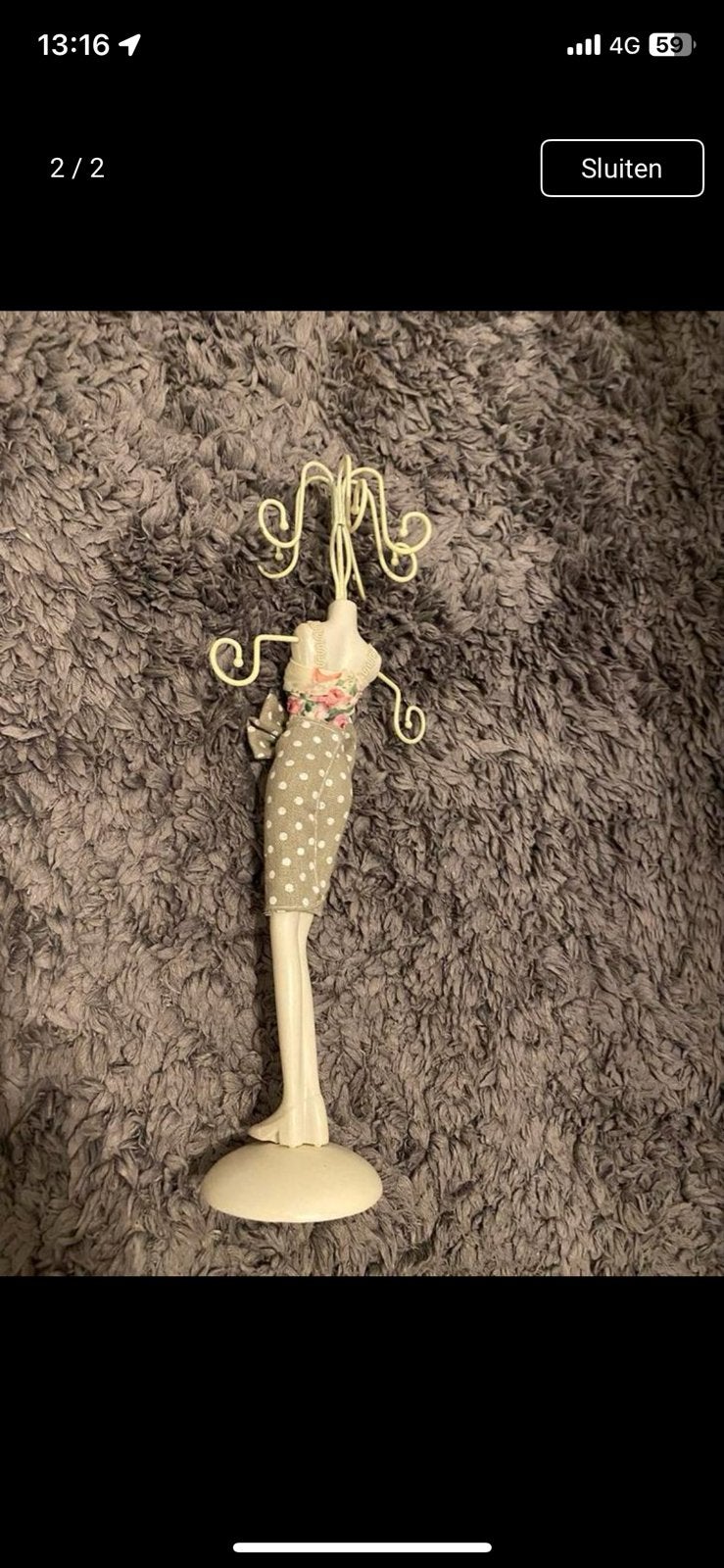 Decoratieve sieradenhouder in de vorm van een paspop, Ophalen of Verzenden, Gebruikt