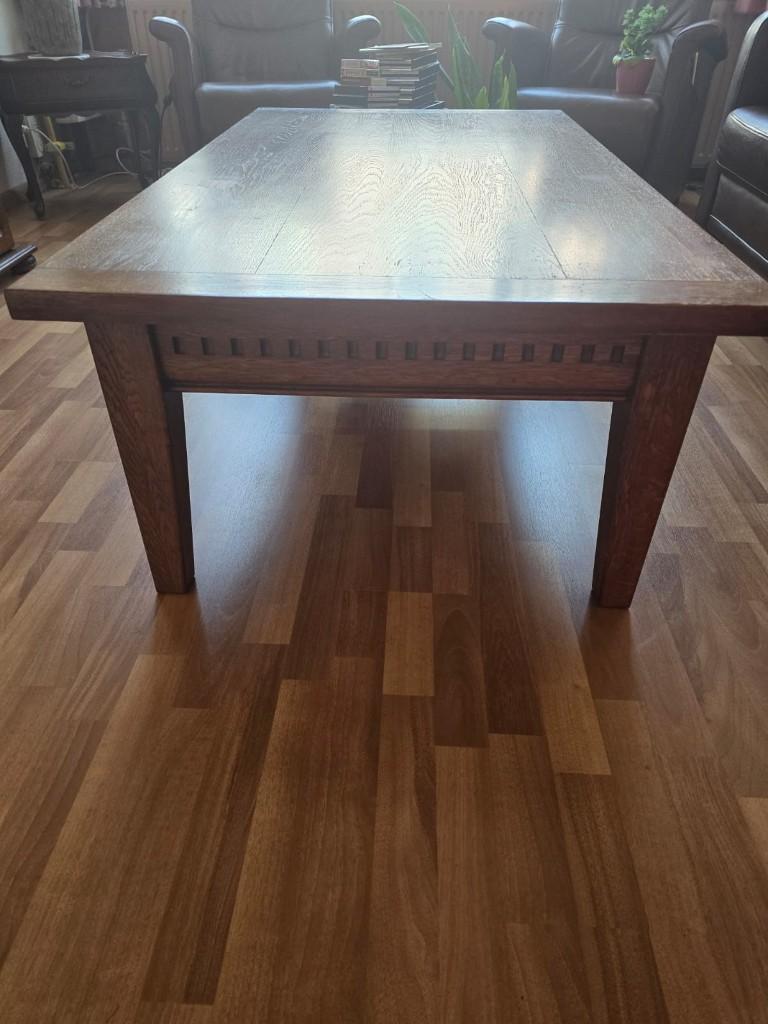 Salontafel opknapper, Huis en Inrichting, Tafels | Salontafels, Ophalen, Gebruikt, 100 tot 150 cm, Eikenhout