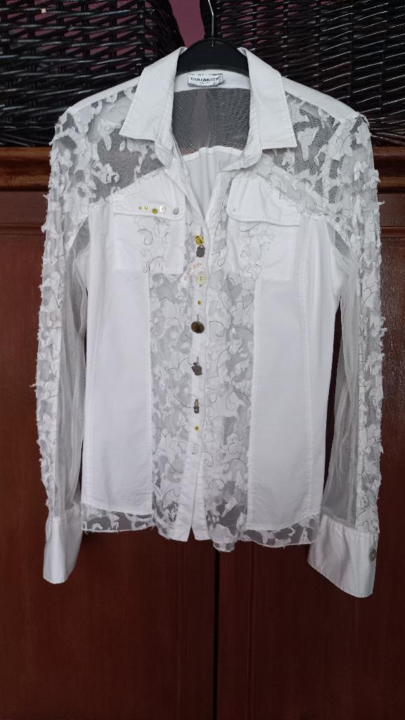 Witte Blouse met kant  Van Eliva Cavaletti, Ophalen of Verzenden, Zo goed als nieuw, Wit