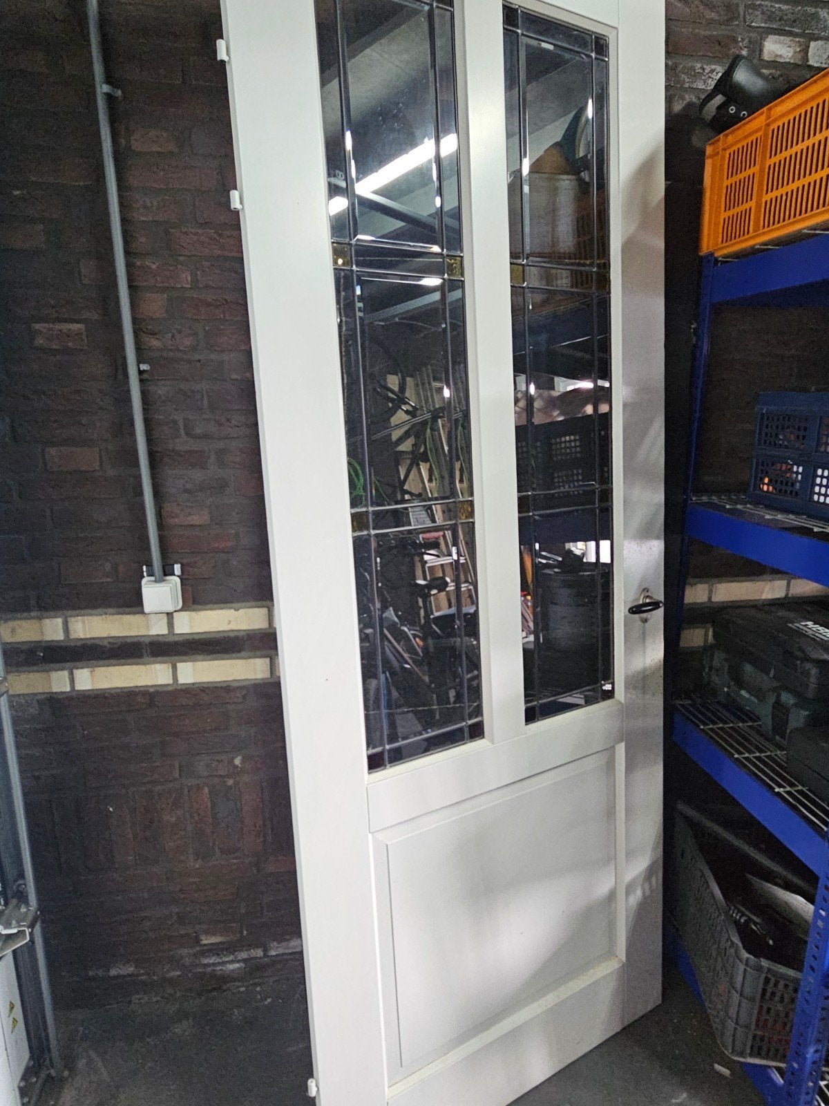 Paeelndeur met glas en lood, Ophalen, Gebruikt, 80 tot 100 cm, Binnendeur