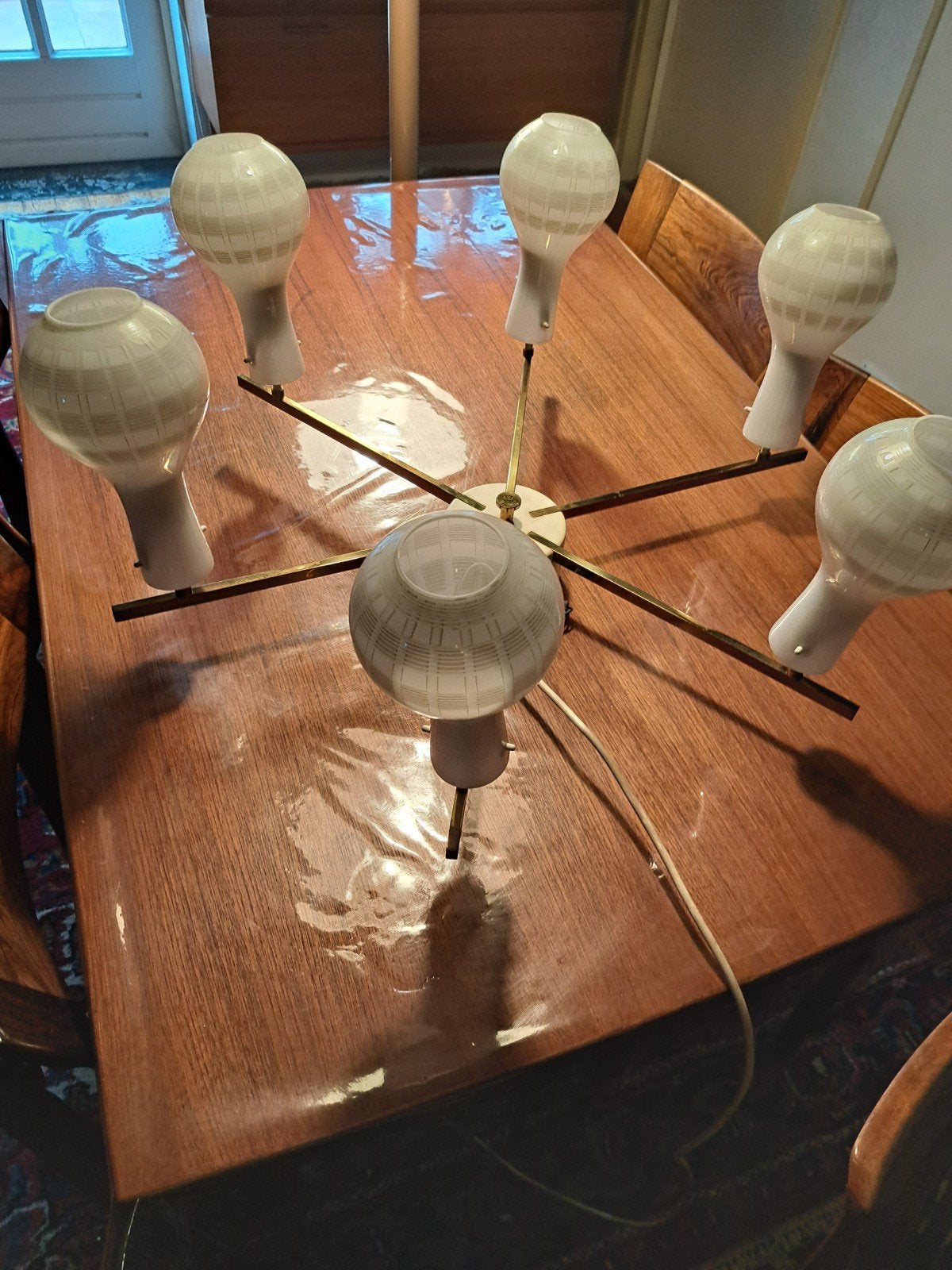 Vintage retro hanglamp plafondlamp kroonluchter je. '60, Huis en Inrichting, Ophalen, Minder dan 50 cm