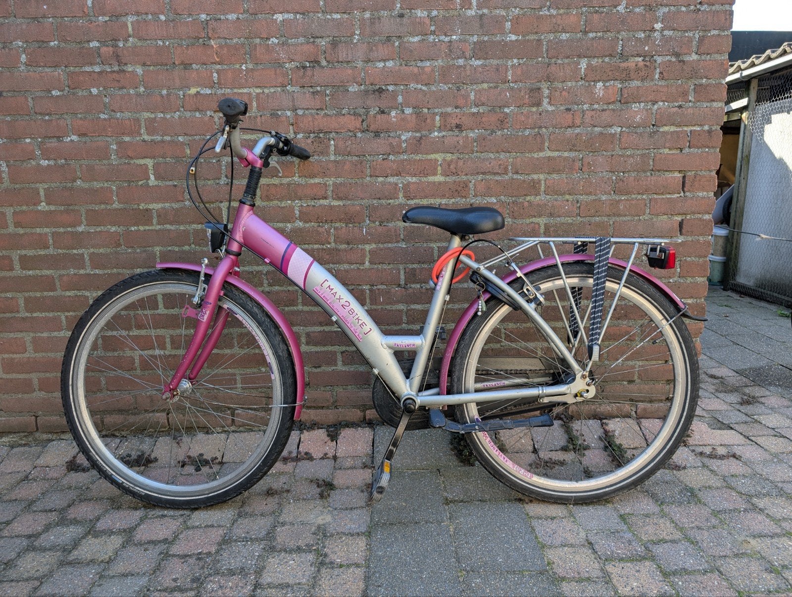 Meisjesfiets 26 inch gebruikt. Roze met Grijs. 3 versn., Ophalen of Verzenden