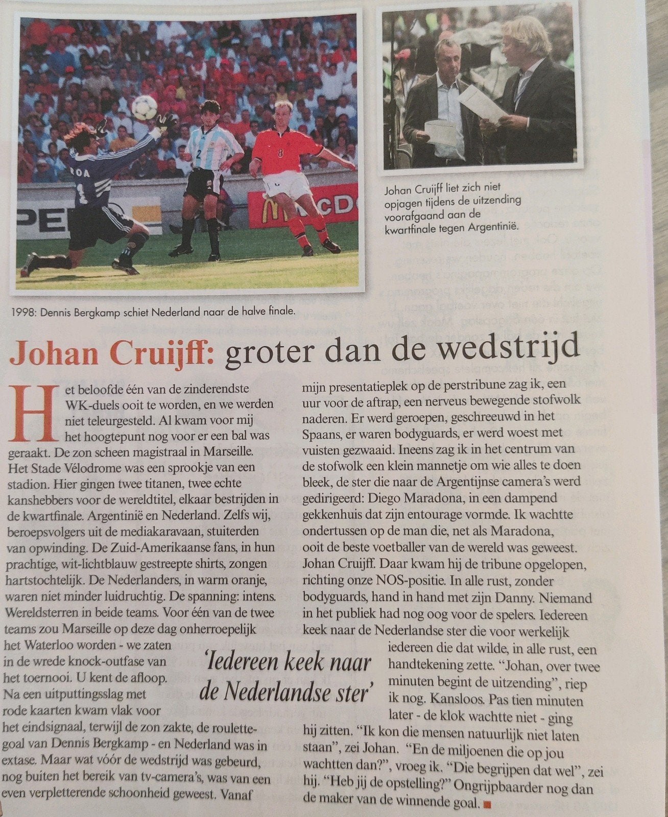 Johan Cruijff : groter dan wedstrijd Artikel Knipsel, Ophalen of Verzenden, 1980 tot heden, Knipsel(s)