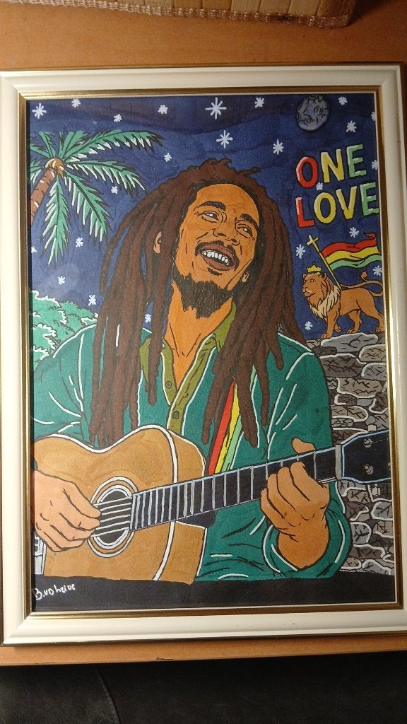 Bob Marley At Midnight (handgemaakt kunstwerk), Ophalen of Verzenden, Tekening, Overige technieken, Handgemaakt