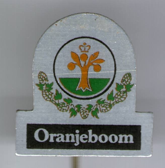Oranjeboom bier blik speldje ( N_152), Verzamelen, Speldjes, Pins en Buttons, Verzenden, Zo goed als nieuw, Transport, Speldje of Pin