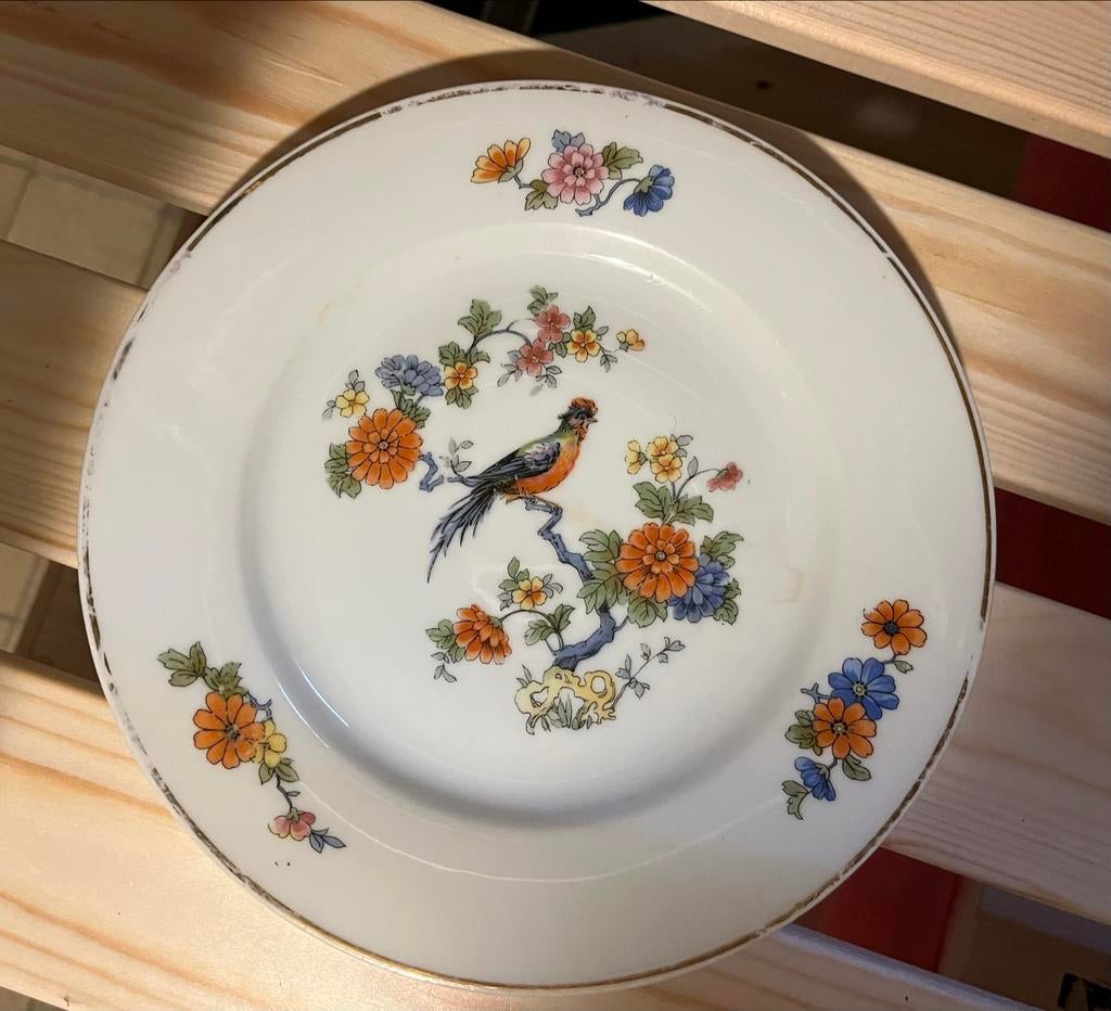 RKG Tsjechoslowaaks Porseleinen Bord met Vogel en Bloemen, Ophalen