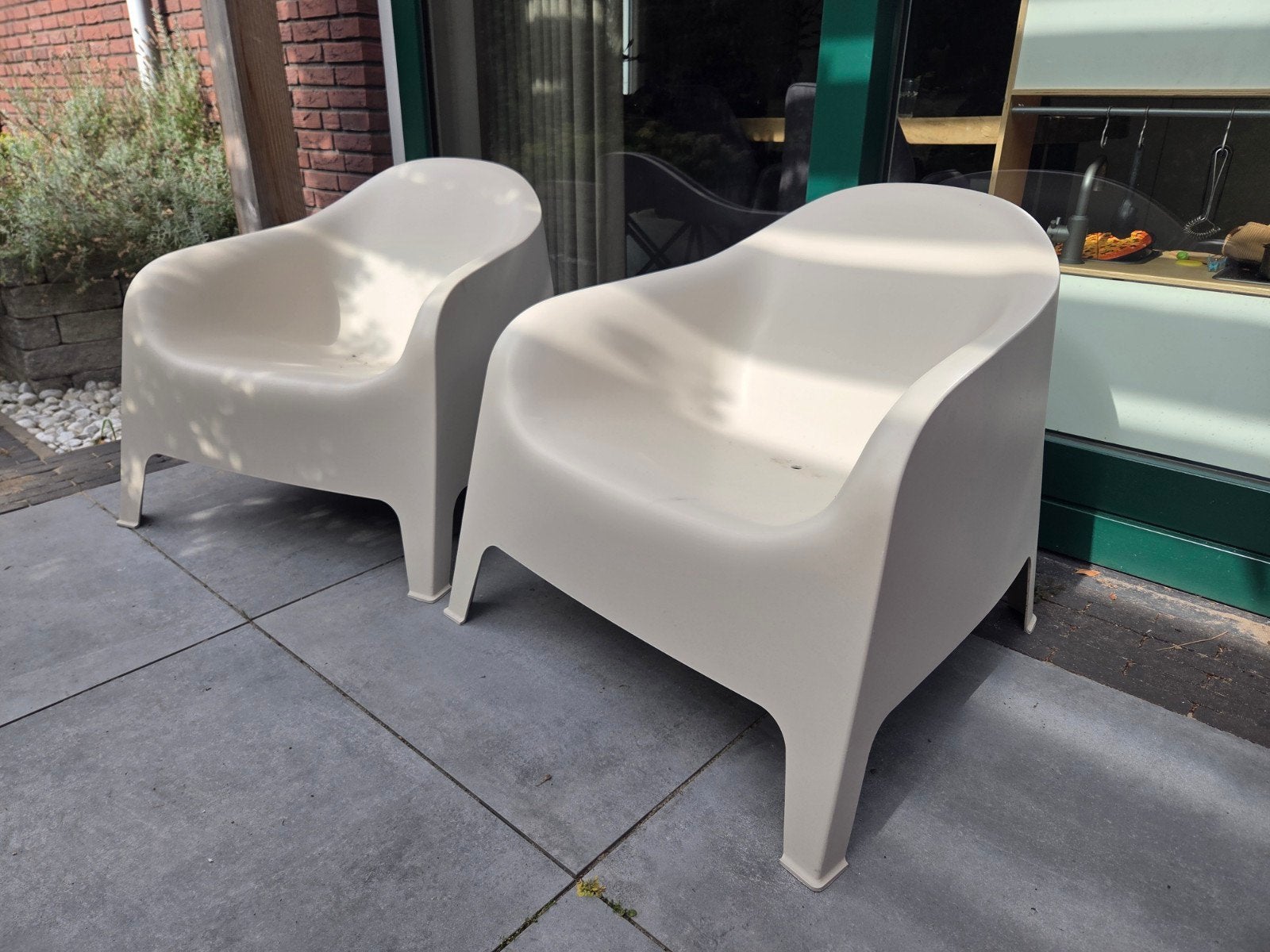 IKEA Skarpö tuinstoelen (4 stuks) beige, Ophalen, Zo goed als nieuw, Kunststof, Stapelbaar