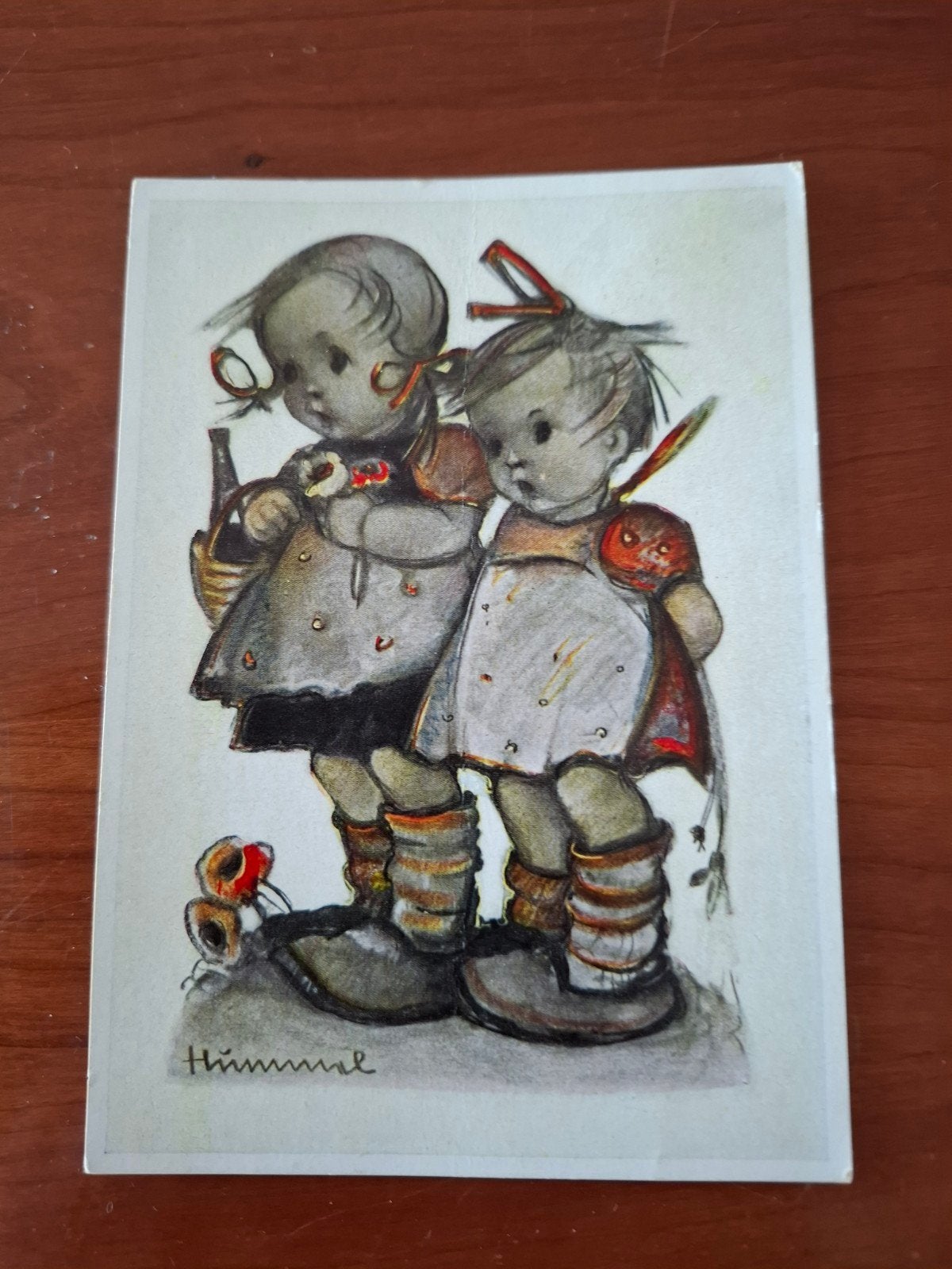 Vintage M.J. Hummel Ansichtkaart - Twee Meisjes, Ophalen of Verzenden, 1960 tot 1980, Gelopen, Kinderen