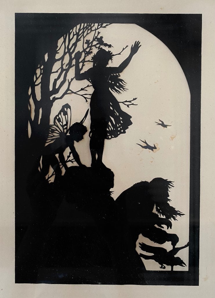 Vintage Silhouette knipwerk elven, heks Otto Kubel jaren 20, Ophalen of Verzenden