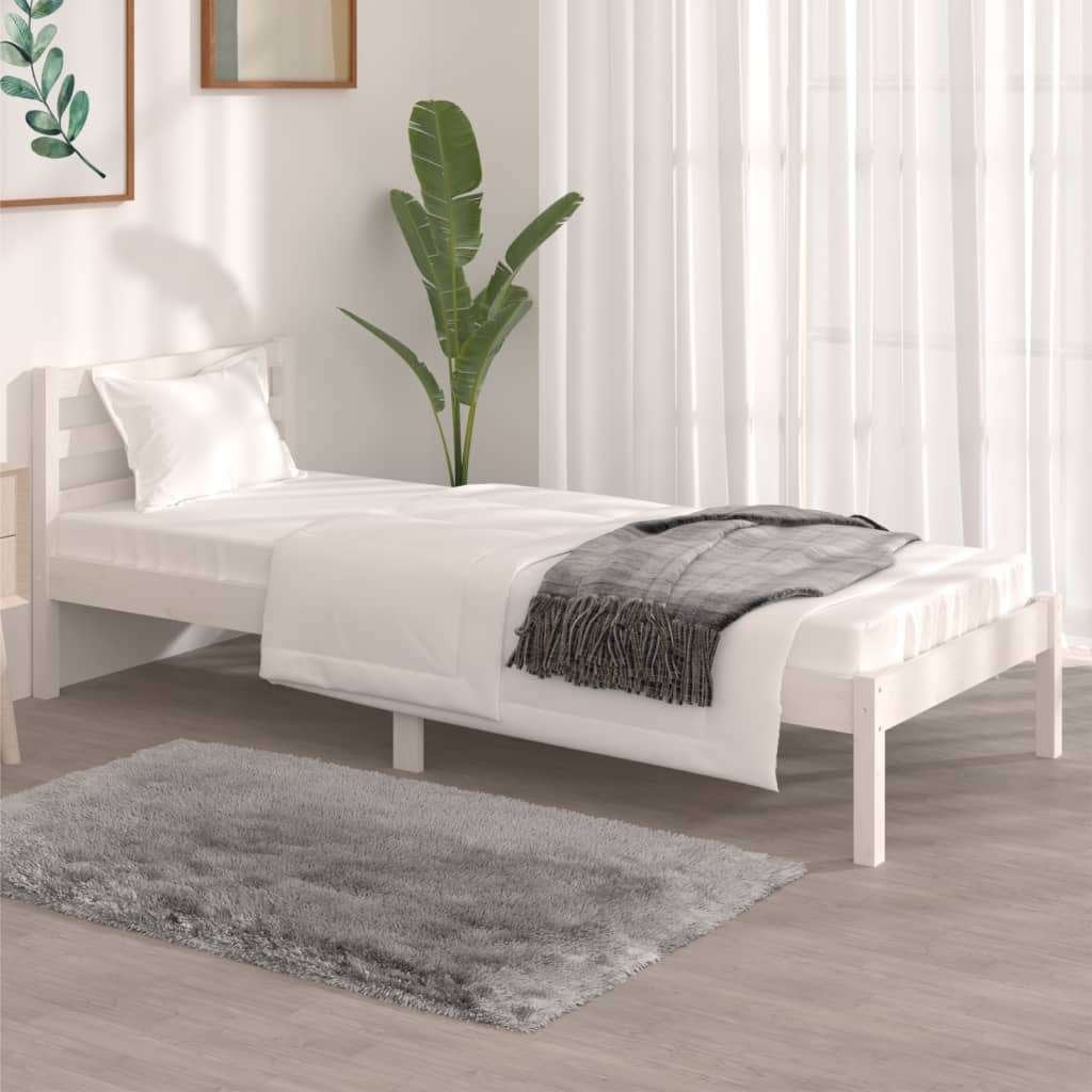 Bed frame white with mattress 90x190 cm, Ophalen, 90 cm, Eenpersoons, Wit