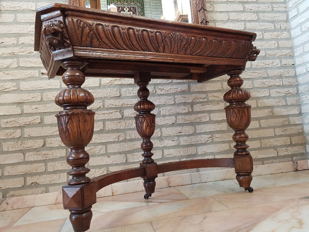 Antieke sidetable met 2 jachtstoelen, Antiek en Kunst, Antiek | Meubels | Tafels, Ophalen