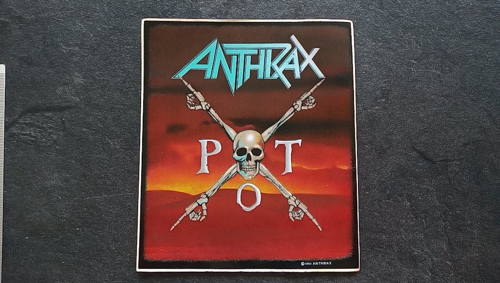Anthrax vintage  1990 Pot sticker st37 -- 13x15.5 cm  metal, Ophalen of Verzenden, Nieuw, Overige typen
