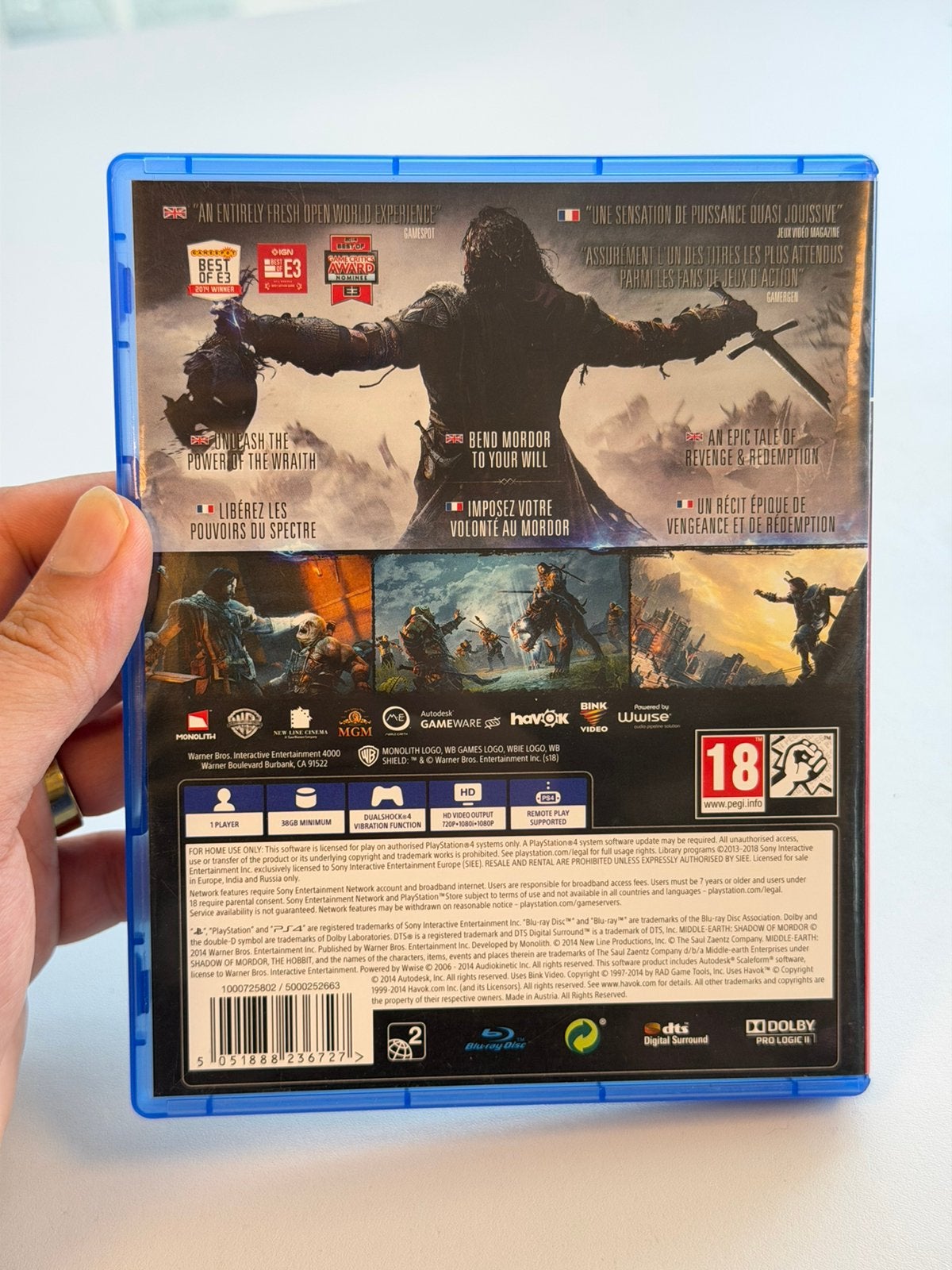 Middle-earth: Shadow of Mordor PS4 / PS5 – Compleet spel, Avontuur en Actie, Vanaf 18 jaar, 1 speler, B