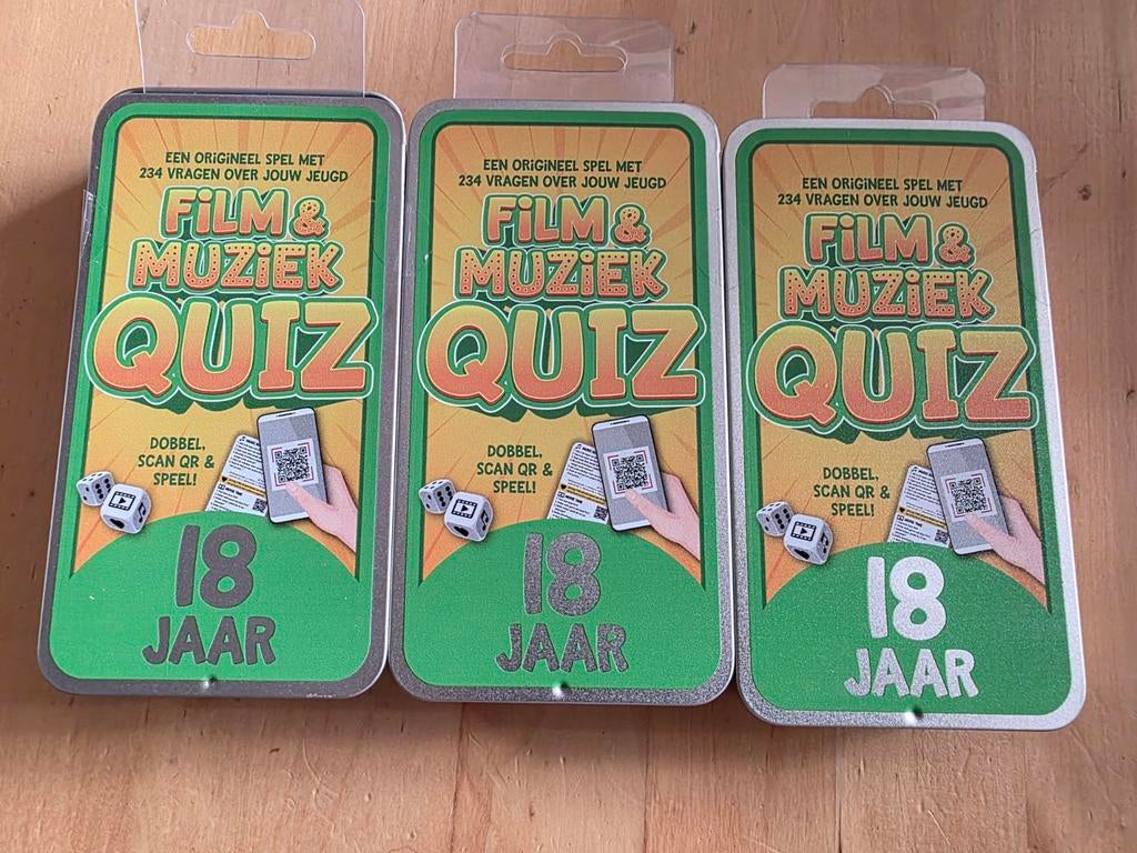 Nieuw Film & Muziek Quiz Spel - 18 Jaar Editie, Hobby en Vrije tijd, Gezelschapsspellen | Overige, Onbekend, Vijf spelers of meer