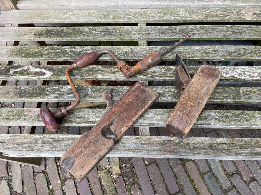 Handboor en 2 blokschaven, Antiek en Kunst, Ophalen of Verzenden