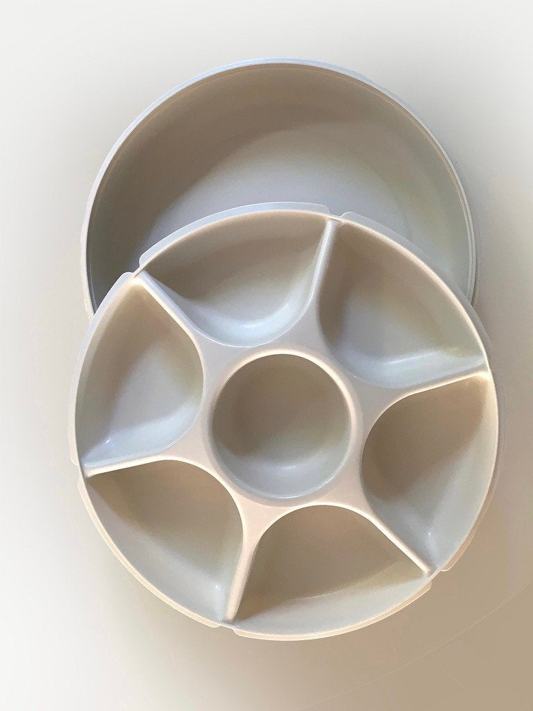 Vintage Tupperware Serving Center Vakkenschaal 1665 & 1666, Overige typen, Ophalen of Verzenden, Zo goed als nieuw, Met compartimenten