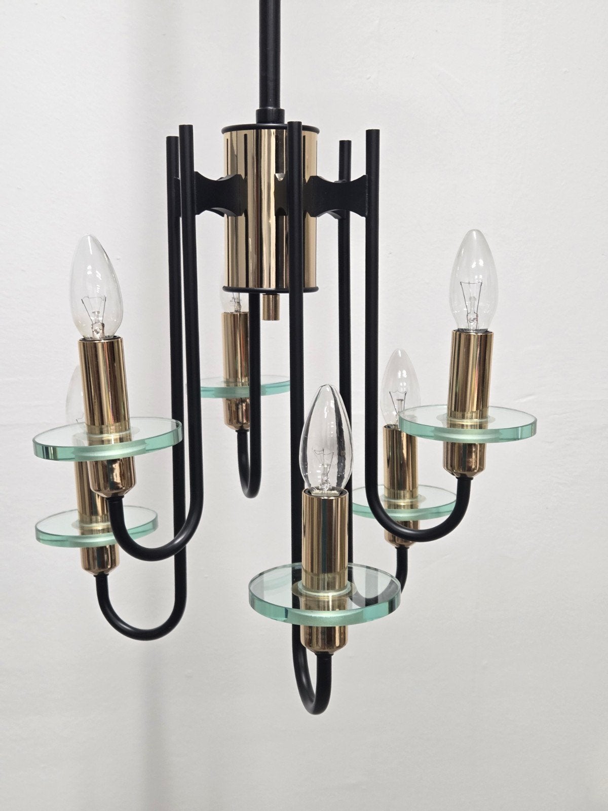 Mid-Century Italië Kroonluchter plafondlamp lamp Sciolari, Ophalen, Zo goed als nieuw, Glas