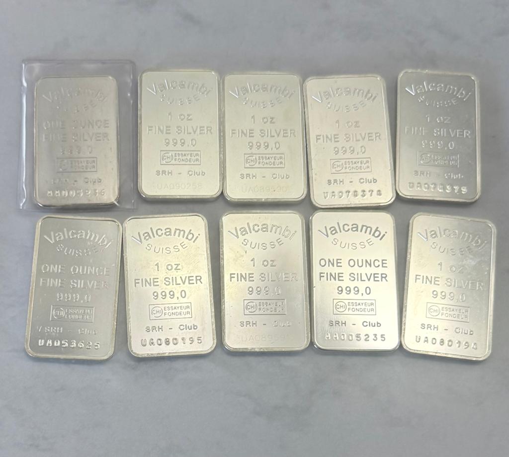 10x 1 ounce zilver / Valcambi Swiss / LBMA / 999 zilver, Postzegels en Munten, Edelmetalen en Baren, Ophalen of Verzenden, Zilver