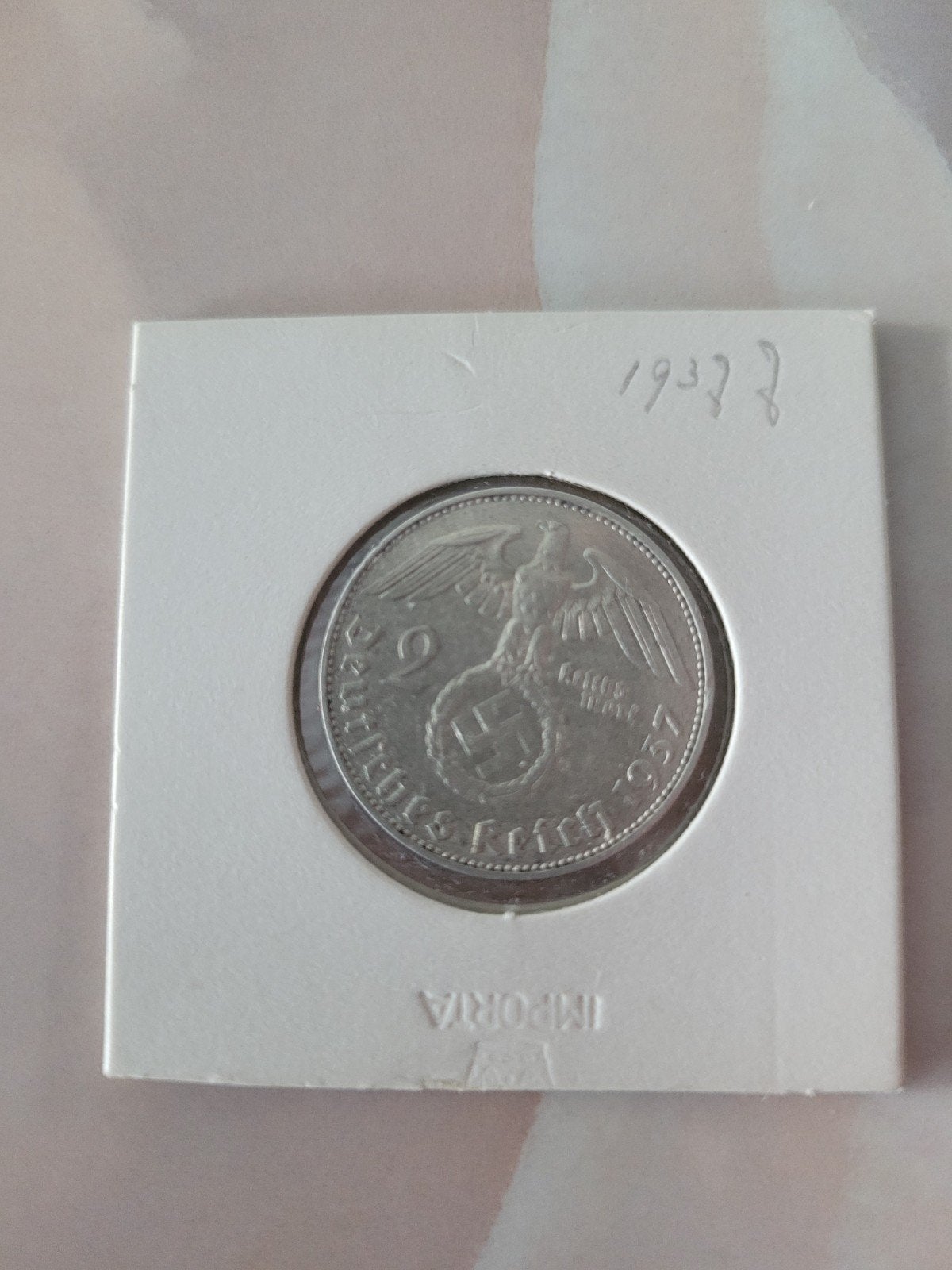 Zeldzame Duitse 2 Reichsmark munt uit 1937, Ophalen, Duitsland, Losse munt, Zilver