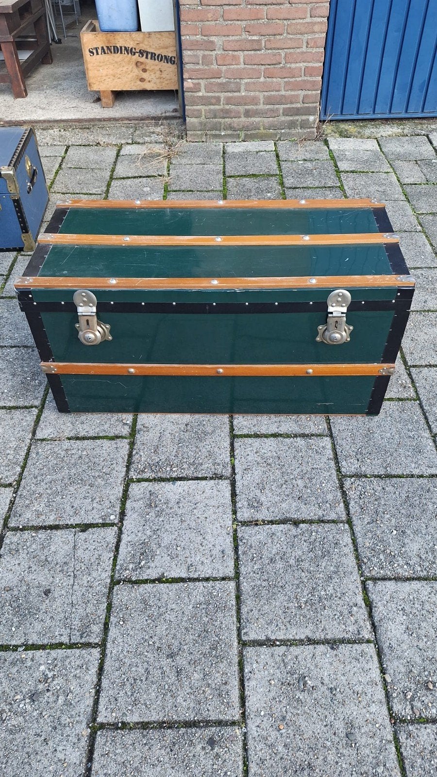 Vintage Groene Koffer/Kist - Decoratief en Praktisch, Huis en Inrichting, Gebruikt, 100 tot 150 cm, 5 – 50, 50 tot 75 cm