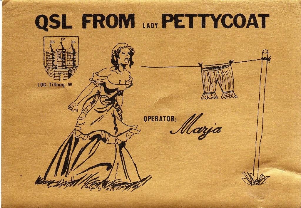 Tilburg QSL kaart Lady Pettycoat, Ophalen of Verzenden, 1980 tot heden, Ongelopen, Overige thema's