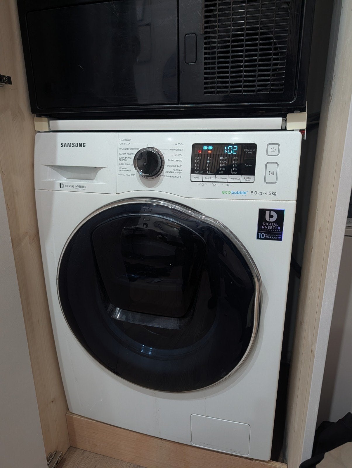 Samsung EcoBubble Was- en Droogcombinatie 8kg/4.5kg, Witgoed en Apparatuur, 6 tot 8 kg, Ophalen, Gebruikt, 85 tot 90 cm