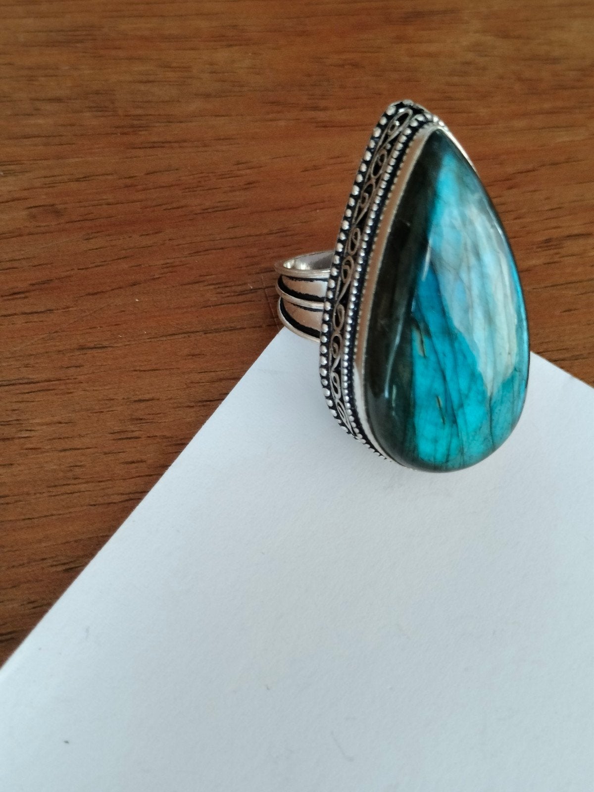 zilveren ring met labradoriet maat 19, Overige kleuren, Verzenden, 19 tot 20, Nieuw
