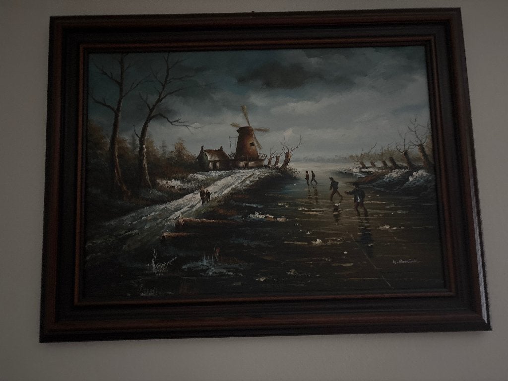 Schilderij H roosink, Ophalen, Landschap