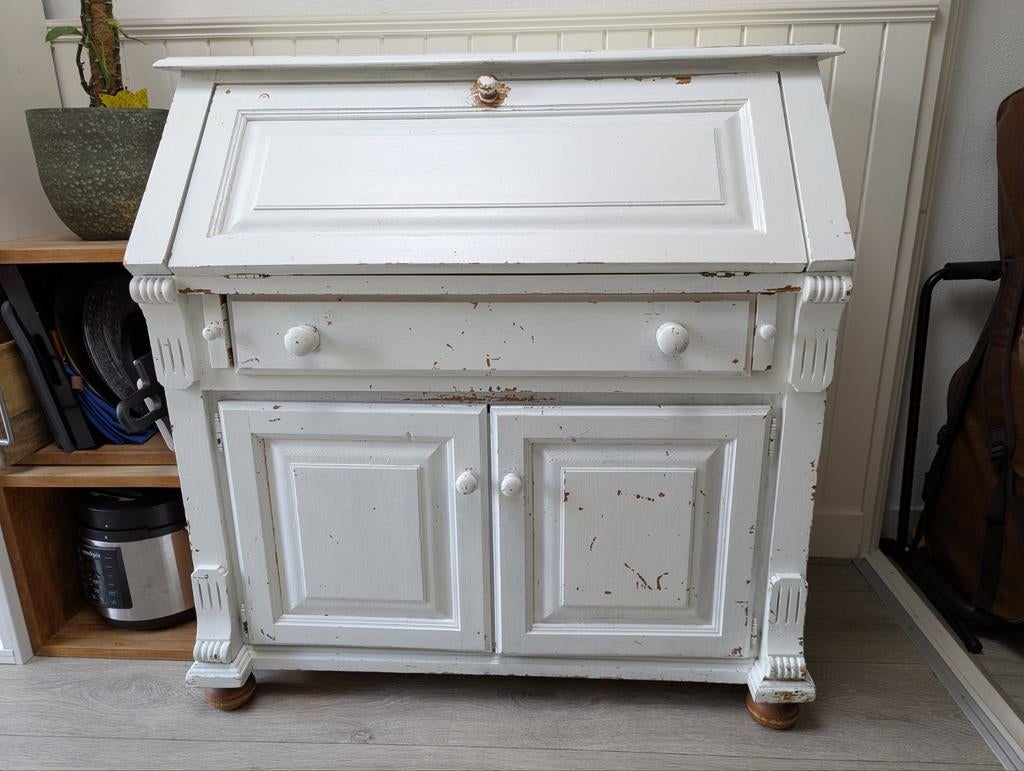 Witte secretaire kast, Huis en Inrichting, Kasten | Secretaires, Ophalen, Gebruikt