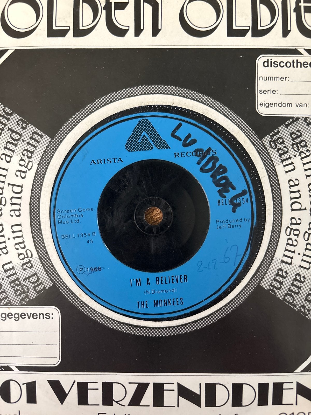 The Monkees - I'm a Believer (1966) 7 inch vinyl single, Cd's en Dvd's, Vinyl Singles, Gebruikt, 7 inch, Ophalen of Verzenden
