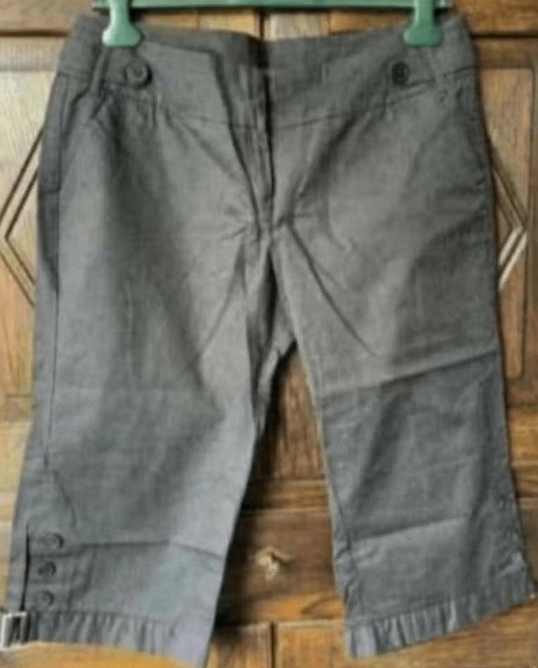 Zwart, grijze damesbroek, krijtstreepje; 44; Miss Etam grij, Ophalen of Verzenden, Zo goed als nieuw, Zwart, Broek of Spijkerbroek