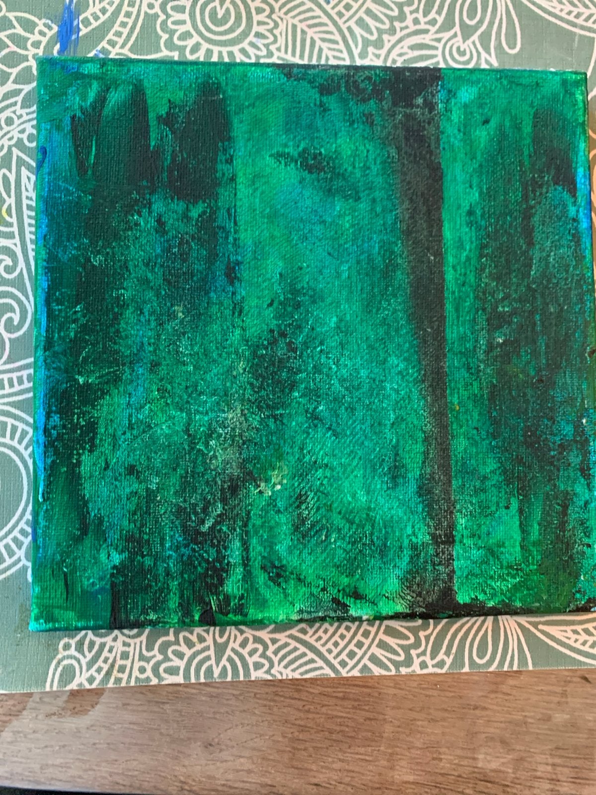 Abstract Groen Schilderij op Canvas, Ophalen