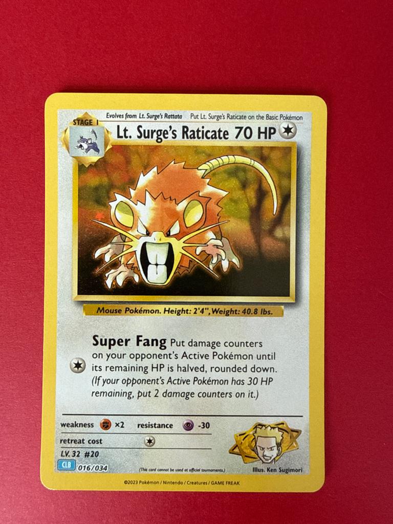 LT. Surge's Raticate #16 (Pokemon TCG Classic: Blastoise Dec, Ophalen of Verzenden, Zo goed als nieuw, Losse kaart