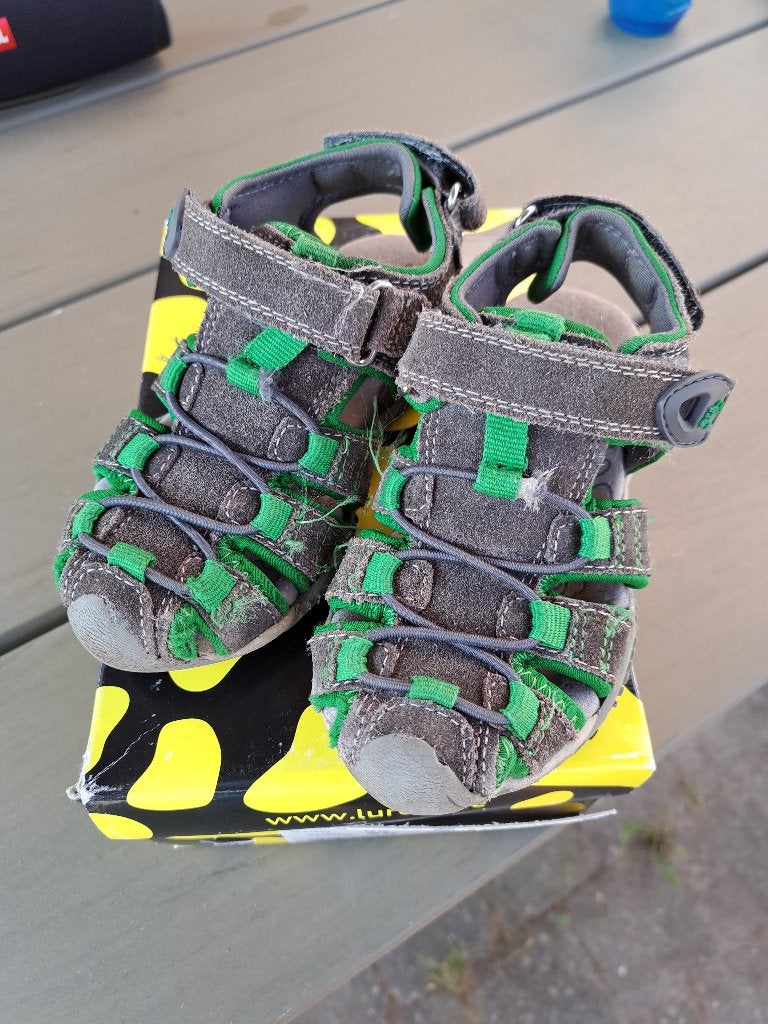 sandalen schoen lurchi leren groen grijs klittenband mt 26, Schoenen, Ophalen of Verzenden, Zo goed als nieuw, Lurchi