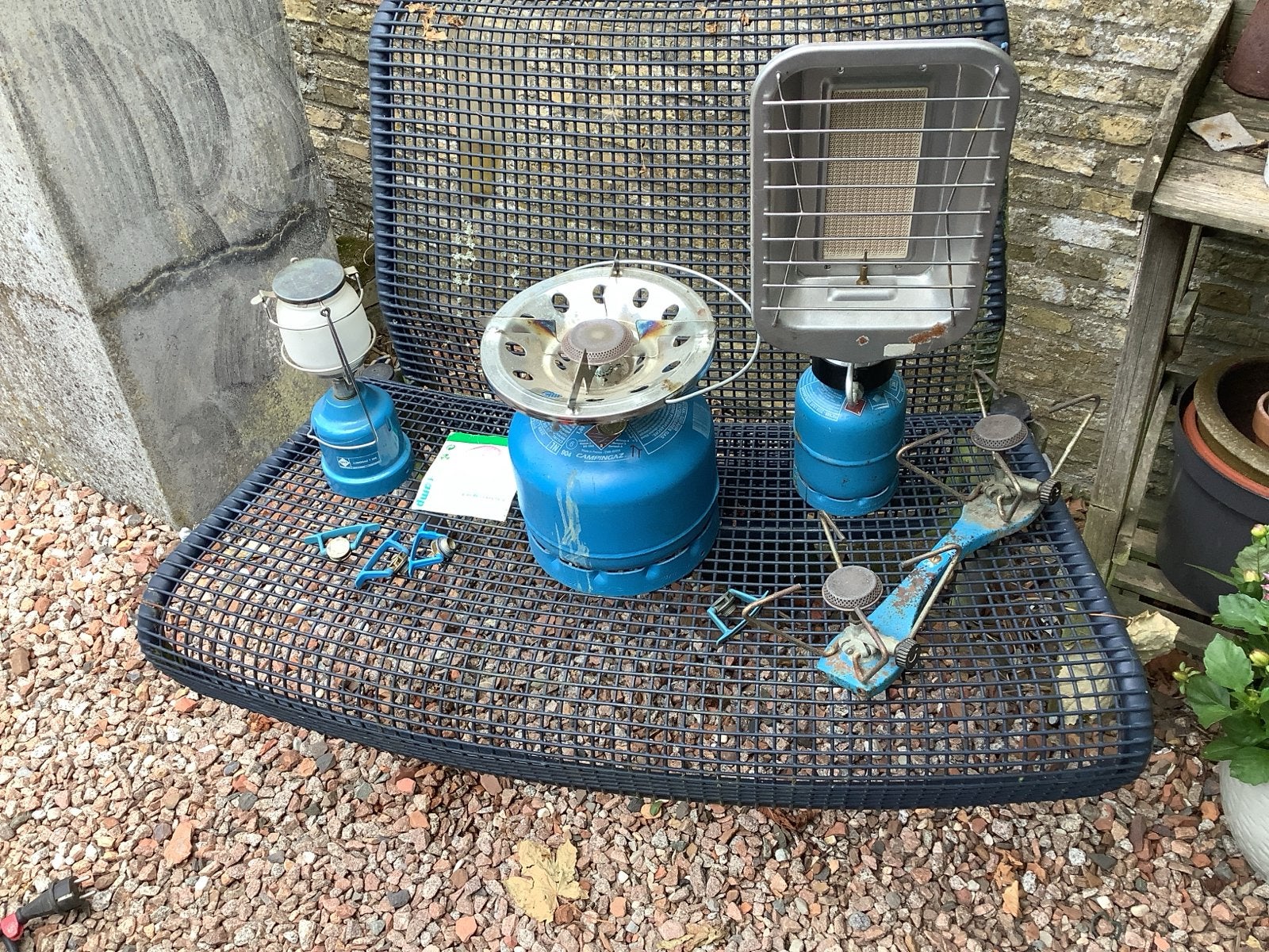 Camping set: gaslamp, kooktoestel en verwarming, Ophalen, Gebruikt