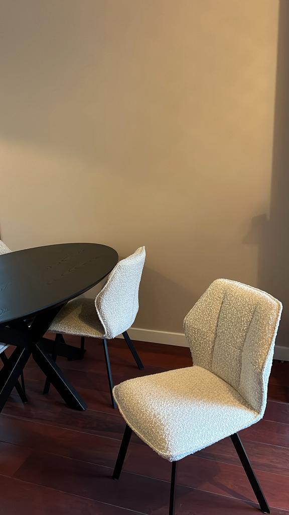 Set van 4 teddy look stoelen, Ophalen, Japandi, Wit, Zo goed als nieuw