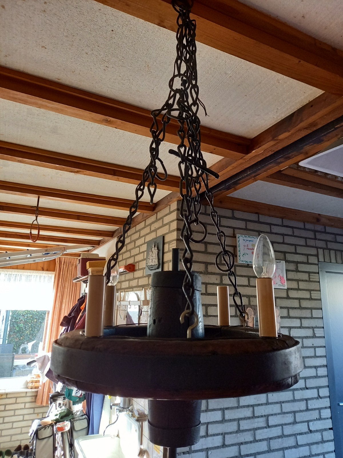 Kruiwagenwiel Lamp, Gebruikt, Vintage, Overige fittingen, Ophalen