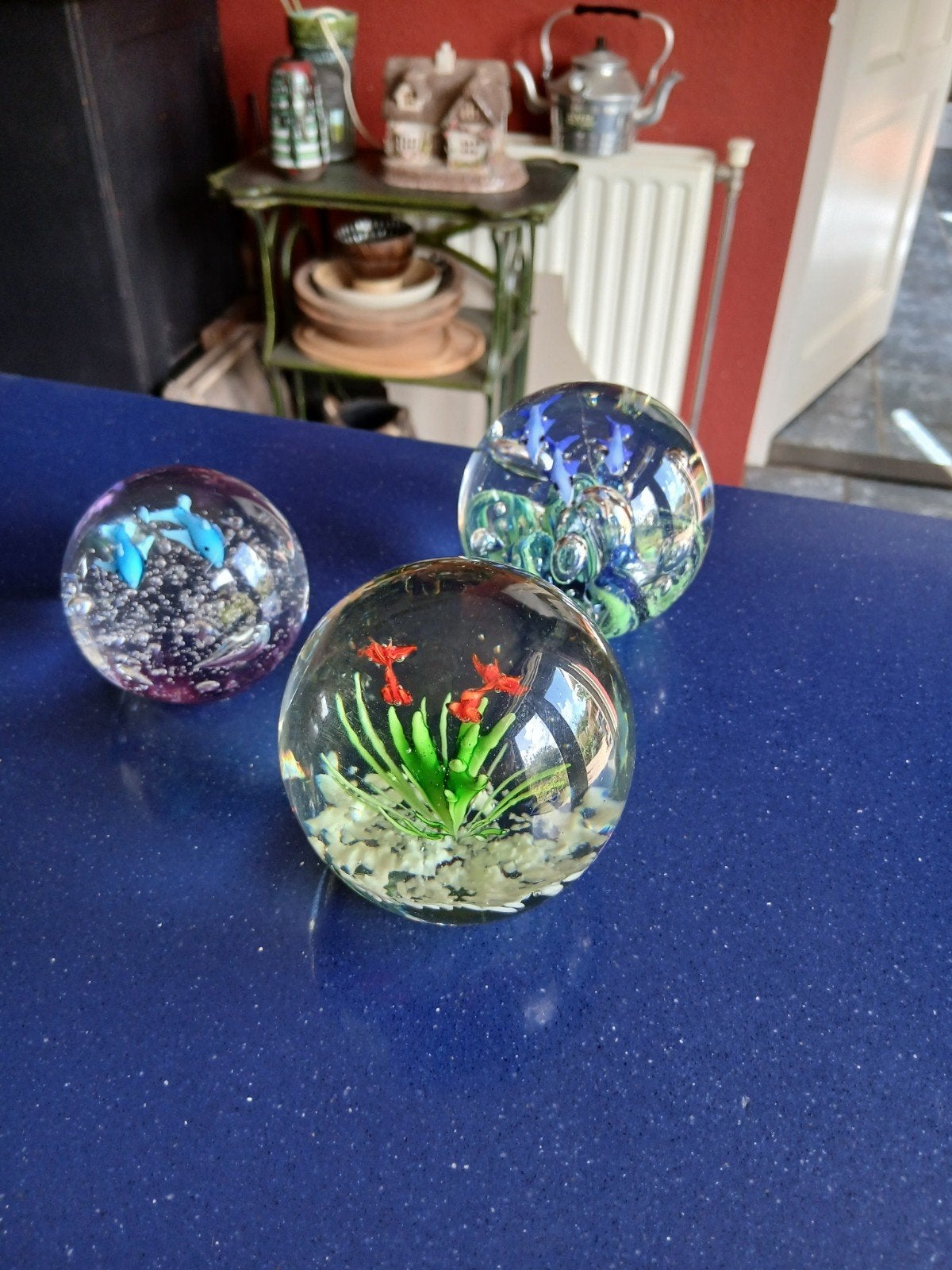 drie glazen paperweights, Ophalen of Verzenden