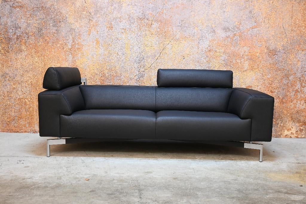 REFURBISHED unieke zwarte leren Leolux Howlo designbank